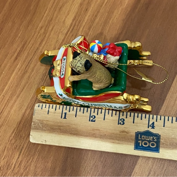 2005 DANBURY MINT The First Annual Santa’s Helper Pug Dog Ornament - Picture 9 of 16